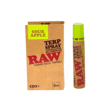 Load image into Gallery viewer, Maximize your smoking experience with Raw Terp Spray (Sour Apple). Spray on papers, wraps, or cones for satisfying results in only 6 minutes.