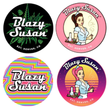 Load image into Gallery viewer, Blazy Susan Dab Pads: a convenient and safe solution for your glass items. Made of durable silicone, these 8" mats are perfect for Blazy Susan products and on-the-go use. Keep them clean with soap, warm water, or 70% ISO. Stylish and secure for any setting.