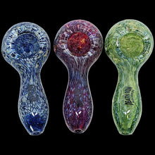 Load image into Gallery viewer, Three colorful glass smoking pipes on a white background