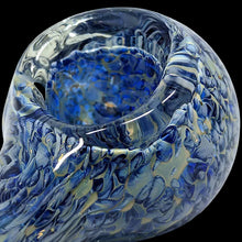 Load image into Gallery viewer, Blue and white glass bowl with marbled pattern on a white background