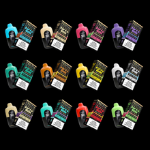Load image into Gallery viewer, The Fruitia x Fifty Bar 20K Disposable Vape combines the expertise of Fruitia and Fifty Bar by Beard Vape Co., providing up to 20,000 puffs from its 16mL, 5% nicotine e-liquid tank. With an 800mAh rechargeable battery and USB-C charging, this device ensures a continuous vaping experience. It's enhanced by dual parallel mesh coils for rich flavor, a digital display to track usage, and customizable airflow. Sold in packs of 5 or cases of 200, it's perfect for those looking for quality, flavor, and convenience