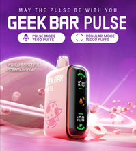 Load image into Gallery viewer, The Geek Bar Pulse 15000 Disposable offers 650mAh battery, 16mL capacity, dual power settings, a vibrant display and 7500-15000 puffs. Enjoy an array of delicious flavors such as Miami Mint, Strawberry Banana, Strawberry Mango, Tropical Rainbow Blast, Watermelon Ice, Mexico Mango, Blow Pop, Pink Lemonade, White Gummy Ice, Sour Apple Ice, and more!