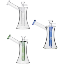 Load image into Gallery viewer, Human Grade 6" Hourglass Sidecar Bubbler - Clear, Blue, Green