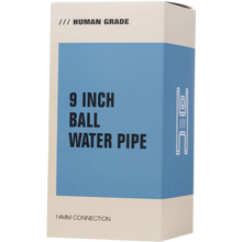 Load image into Gallery viewer, Box of a 9 inch ball water pipe with 'Human Grade' branding on a white background