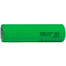 Load image into Gallery viewer, Trust the Samsung 50S 21700 battery for reliable, high-performance charging. With 5000mAh capacity and a 25A max discharge current, it's perfect for multiple device uses and comes in a 21700 size with flat top style. Please note: this cell is unprotected and must be used only in protected battery packs for safe operation.
