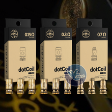 Load image into Gallery viewer, Effortlessly swap out old coils in your DotMod DotAIO V2 and DotAIO SE devices with DotCoil Replacement Coils, made specifically for these models. Experience superior flavor and vapor thanks to advanced mesh technology, with multiple resistance options to suit your vaping preferences. Each coil delivers even heating, extended durability, and reliable performance every time you vape. Designed for easy installation and dependable use, DotCoil Replacement Coils help keep your device running at its best.