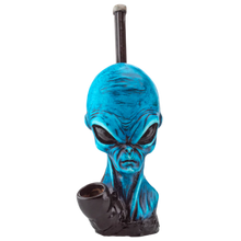 Load image into Gallery viewer, Hand Carved Resin Pipes alien blue