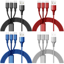 Load image into Gallery viewer, Mila 10ft 3 in 1 Multi Charging Cable - Black, Red, Blue, White