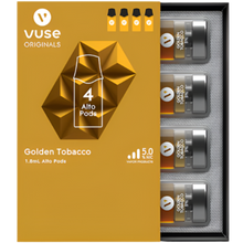 Load image into Gallery viewer, Golden Tobacco Vuse Alto Pods are compatible with the Vuse Alto Power Unit. There are 4 pods to a pack.