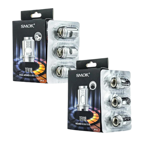 Performance-focused mesh coils for Smok TFV18 and TFV16 Tank with two resistance options (0.33ohm and 0.15ohm). Easy installation and durable design.