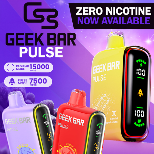 The Geek Bar Pulse 15K Zero Edition is a nicotine-free disposable vape with dual modes offering up to 15,000 puffs in regular mode and 7,500 in pulse mode. It features a 16ml e-liquid capacity, a full-screen display, dual mesh coils for enhanced flavor, and comes in five flavors. It's user-friendly, requiring no refills, perfect for those seeking a pure vaping experience.