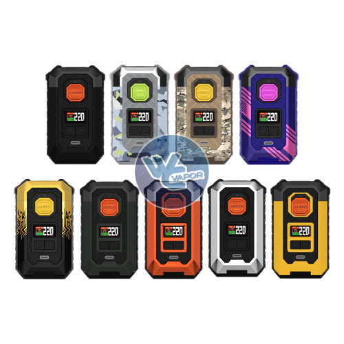 Discover the Vaporesso Armour Max Mod, a durable and versatile device with advanced temperature control and a 5-220W power range. It's compatible with 18650 or 21700 batteries and features the AXON chipset for a dynamic and satisfying vaping experience. Customize your settings with F(t), Pulse, and ECO mode, all displayed on the sleek 0.96
