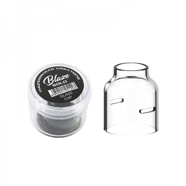 The ThunderHead Creations Blaze Solo RDA Glass Cap is a clear pyrex glass cap that is designed for Blaze Solo RDA.