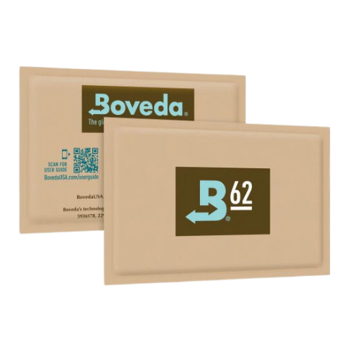 Boveda Humidity Packs (62 RH) keep cannabis and cigars fresh. They stabilize humidity levels in sealed containers, preventing staleness and reviving dried out items.