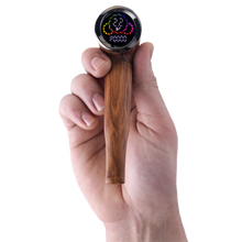 Load image into Gallery viewer, Hand holding a wooden device with a digital display on a clear background
