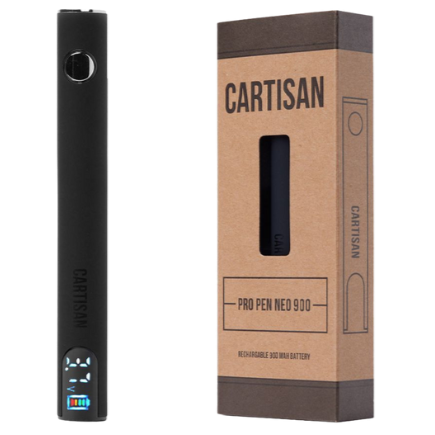 The Cartisan Neo Pro Pen 900 is a powerful oil cartridge vape battery with a 900mAh capacity. It's easy to recharge using the included USB-C cable, and its user-friendly design includes a clear OLED display for precise control.
