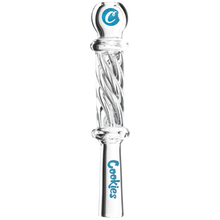 Load image into Gallery viewer, Clear glass smoking accessory with 'Cookies' branding on a white background
