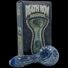 Load image into Gallery viewer, Blue glass pipe with 'Death Row Records' branding on a white background
