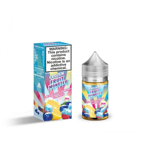 Blueberry Raspberry Lemon Ice Salts by Frozen Fruit Monster is a blend of blueberries, raspberries, and lemon with an icy menthol kick. (50/50 vg/pg)