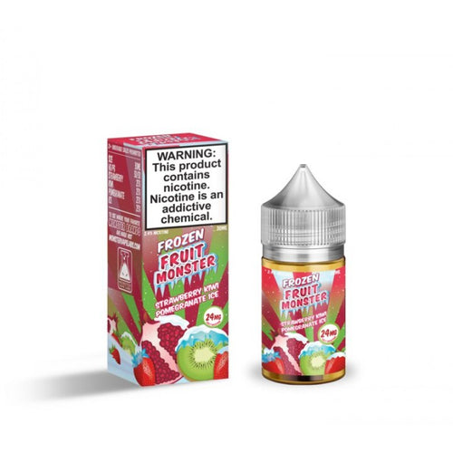 Strawberry Kiwi Pomegranate Ice Salts by Frozen Fruit Monster is a combination of strawberries, kiwi, and pomegranate with an icy menthol kick. (50/50 vg/pg)