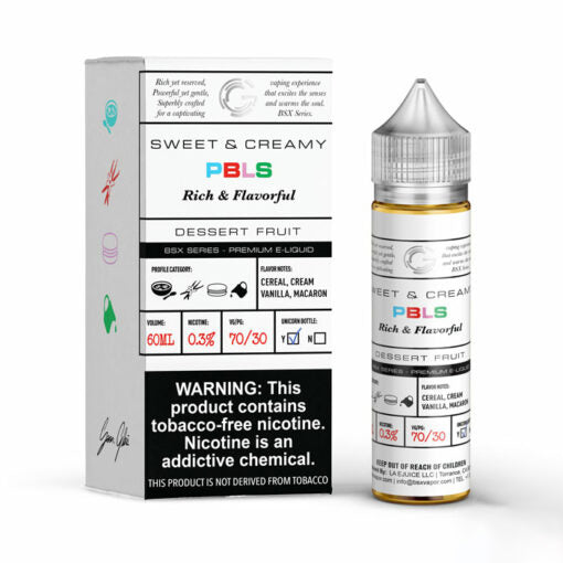 Pbls by Glas Basix is a fruit cereal blend with macaroons and sweet vanilla cream. (70/30 vg/pg)