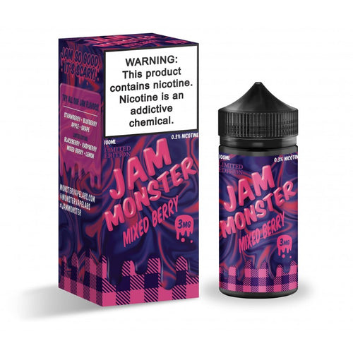 Mixed Berry by Jam Monster features and mixed berries jam full of blueberries, blackberries, and raspberries on buttered toast. (70/30 vg/pg)