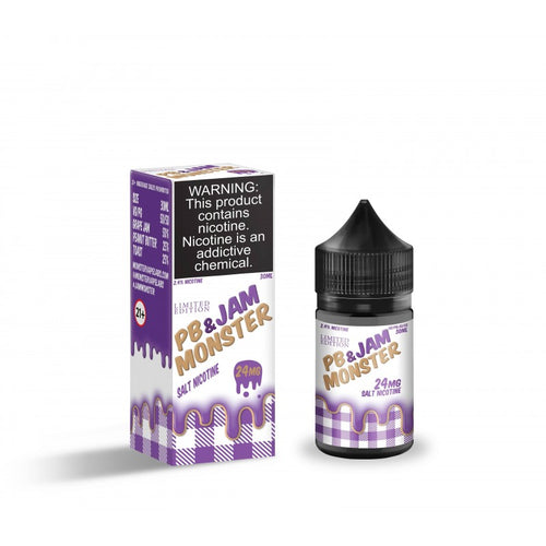 PB & Jam Grape by Jam Monster Salts features grape jam and peanut buttered toast. (50/50 vg/pg)
