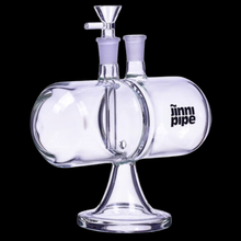 Load image into Gallery viewer, Clear glass smoking device with 'jinni pipe' branding on a black background
