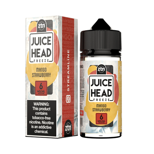 Mango Strawberry by Juice Head Freeze is a sweet mix of mangos and sweet strawberries with a menthol kick (70/30 mg/pg)