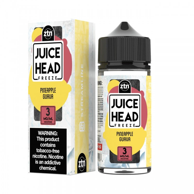 Pineapple Guava by Juice Head Freeze is a blend of sweet pineapples and ripe guavas with a menthol kick. (70/30 vg/pg)