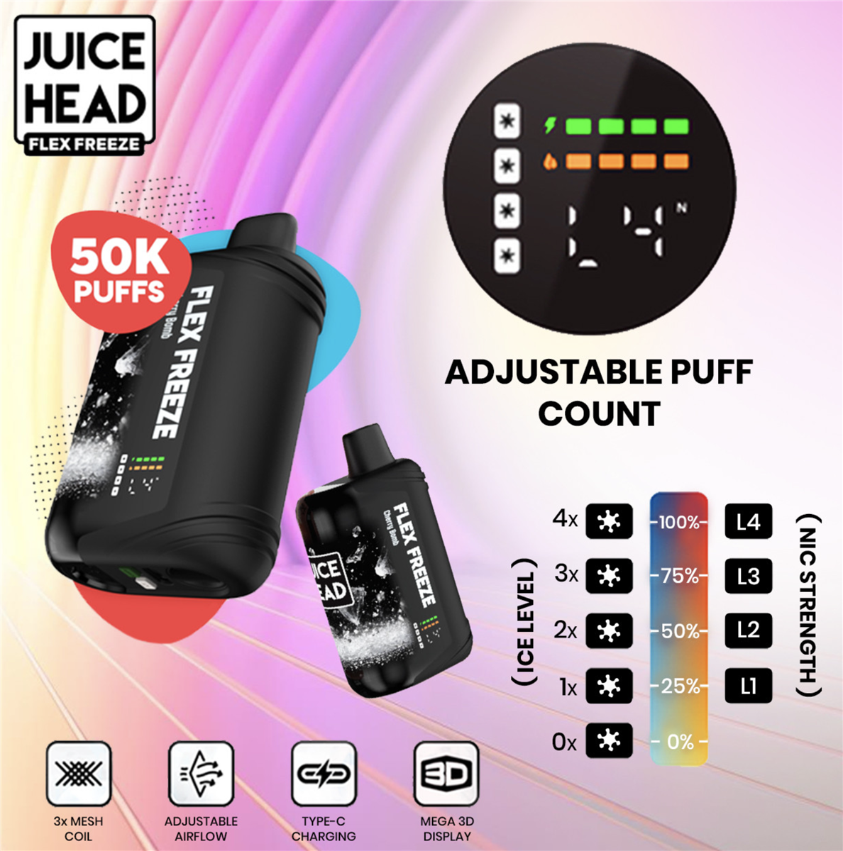 Juice Head iFlex 50K Nixodine Disposable | WC Vapor Juice Head iFlex 50K Nixodine Disposable | WC Vapor