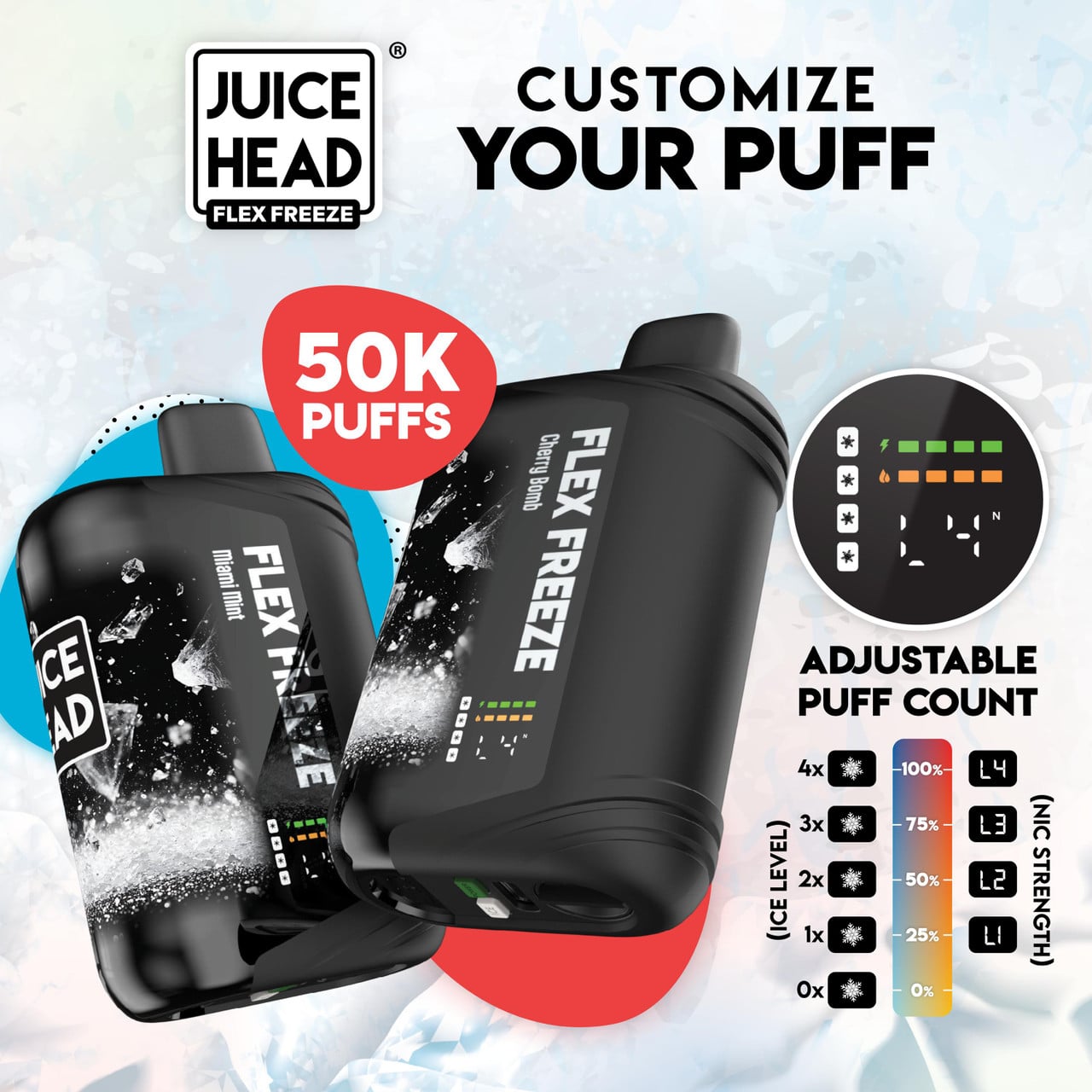 Juice Head iFlex 50K Nixodine Disposable | WC Vapor Juice Head iFlex 50K Nixodine Disposable | WC Vapor