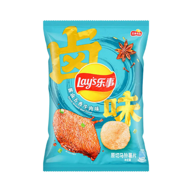 Authentic Chinese flavors packed into Lay's Spicy Braised Beef Potato Chips. Enjoy the savory and spicy meaty taste with each crunchy bite. Perfect for topping off your ramen for a fiery twist!