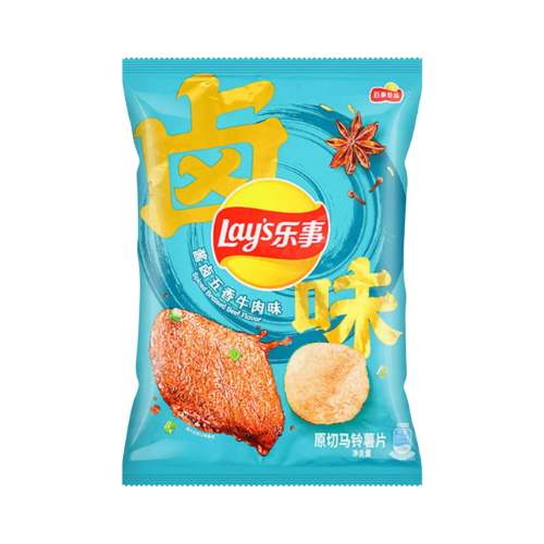 Authentic Chinese flavors packed into Lay's Spicy Braised Beef Potato Chips. Enjoy the savory and spicy meaty taste with each crunchy bite. Perfect for topping off your ramen for a fiery twist!