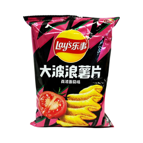 Discover the unbeatable crunch of real potatoes combined with the delicious and tantalizing taste of ripe tomatoes in every delightful bite of Lay's Wavy Tomato Chips.