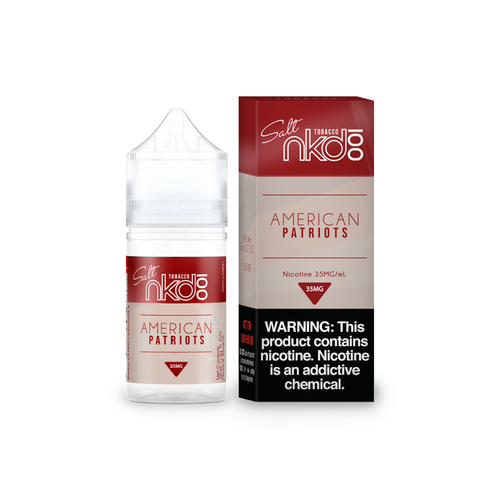 American Patriot Salt by Naked 100 is a full bodied tobacco with rich distinct notes. (50/50 vg/pg)