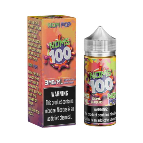 Enjoy the tasty flavors of Noms 100. This e-liquid is a fusion of ripe cherries, tangy blue raspberry, and zesty lime, carefully blended for a delicious and exciting vaping experience. Try now and discover expertly crafted flavors!