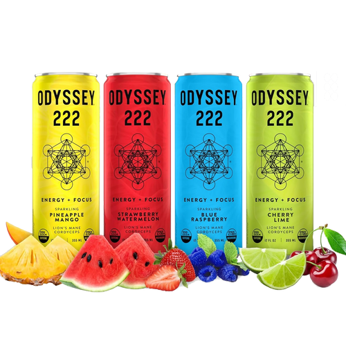 Experience the natural and delicious benefits of Odyssey 222's mushroom-infused energy drink. This unique beverage not only boosts energy, but also supports a healthier, more focused, and energetic lifestyle. Sip and feel the power within, with every refreshing taste.