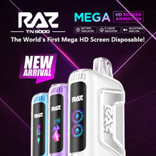 Load image into Gallery viewer, Introducing the RAZ TN9000 Disposable Vape: a sophisticated creation, drawing inspiration from the renowned Geekvape Aegis Legend and adored by vapers on both the East and West Coast. Indulge in a luxurious 9000 puffs and 12mL of rich e-liquid for the ultimate vaping experience.
