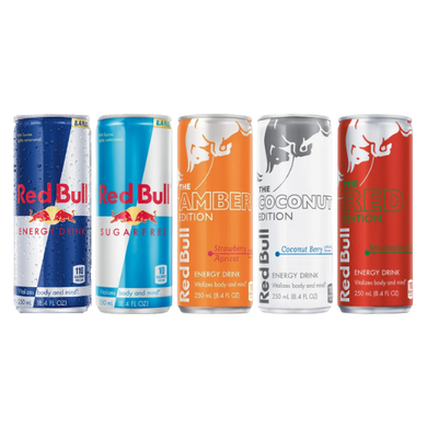 Red Bull Energy Drinks (8.4oz) - Energy, Sugarfree, Amber, Coconut, and Red