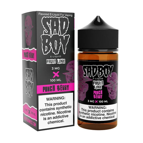 Sadboy Punch Berry is a sweet blend of mixed berry punch for an unrivaled soothing effect. (70/30 vg/pg)