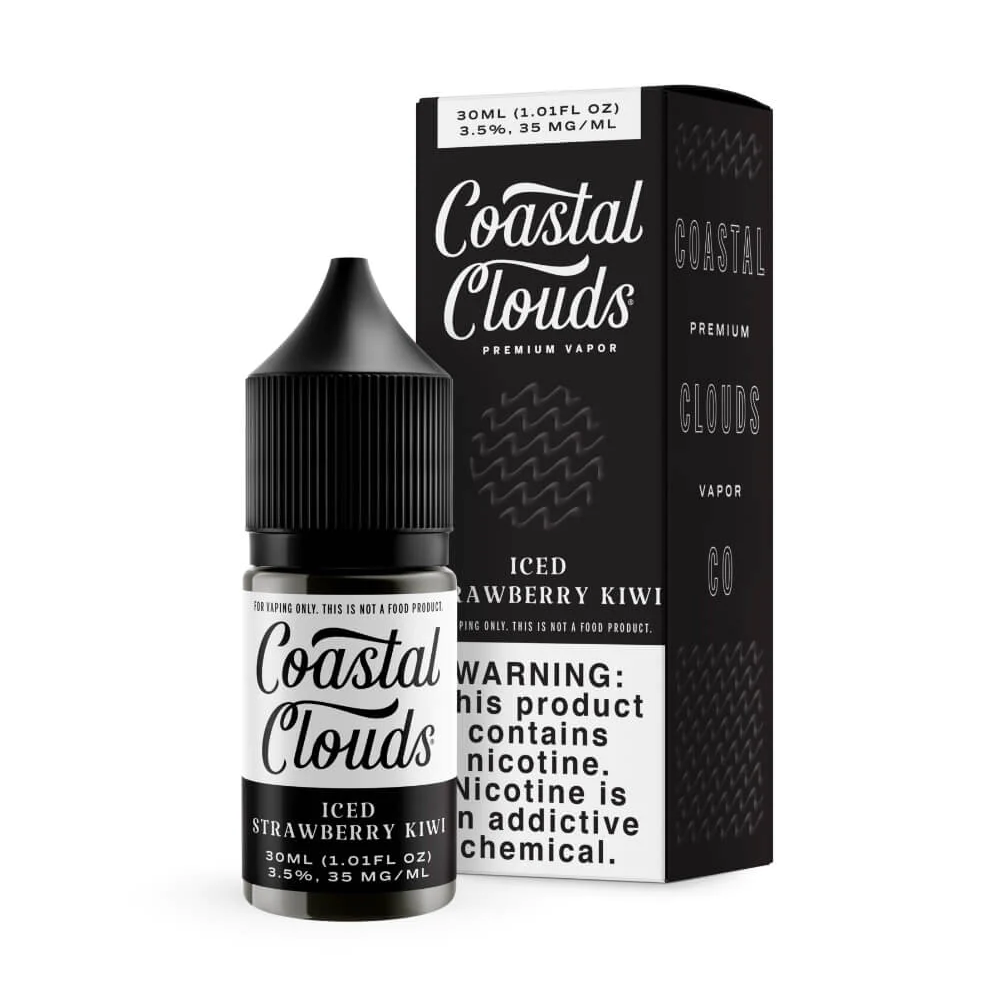Iced Strawberry Kiwi Salt by Coastal Clouds is a fruity blend of strawberries and kiwis with an icy menthol kick. (50/50 vg/pg