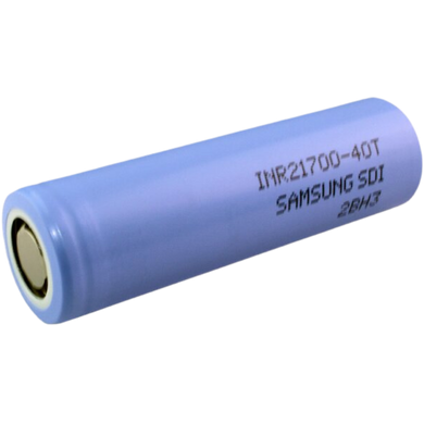 Samsung 40T 21700 4000mAh 35A Battery, high-drain lithium-ion battery with blue casing, flat-top design, ideal for vaping, EVs, and power tools.