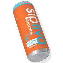 Load image into Gallery viewer, Orange and silver can with 'Siptiva' branding on a clear background
