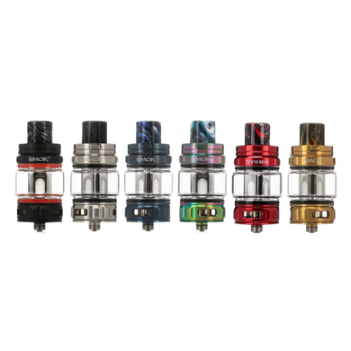 The Smok TFV18 Tank is a versatile sub ohm tank with a 7.5ml capacity for optimal performance. Its straight bottom-to-top airflow system, featuring 3 large slots, delivers flavorful vapor quickly and efficiently. The childproof-top-cap design prevents leakage, while the wide-bore resin drip tip ensures a smooth and comfortable vaping experience.