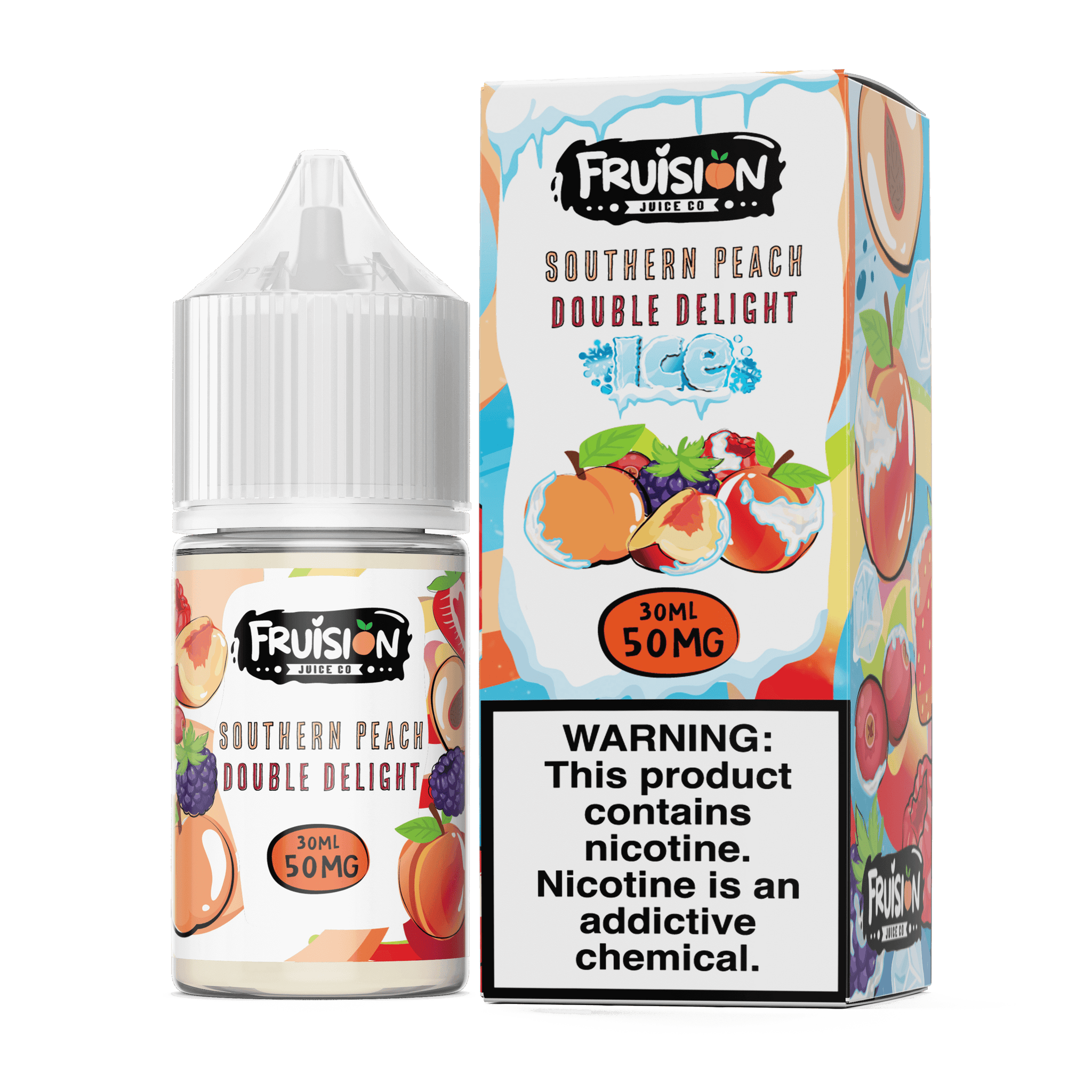 Fruision Ice Salt - Southern Peach Double Delight Ice - 30mL | WC Vapor Fruision Ice Salt - Southern Peach Double Delight Ice - 30mL | WC Vapor