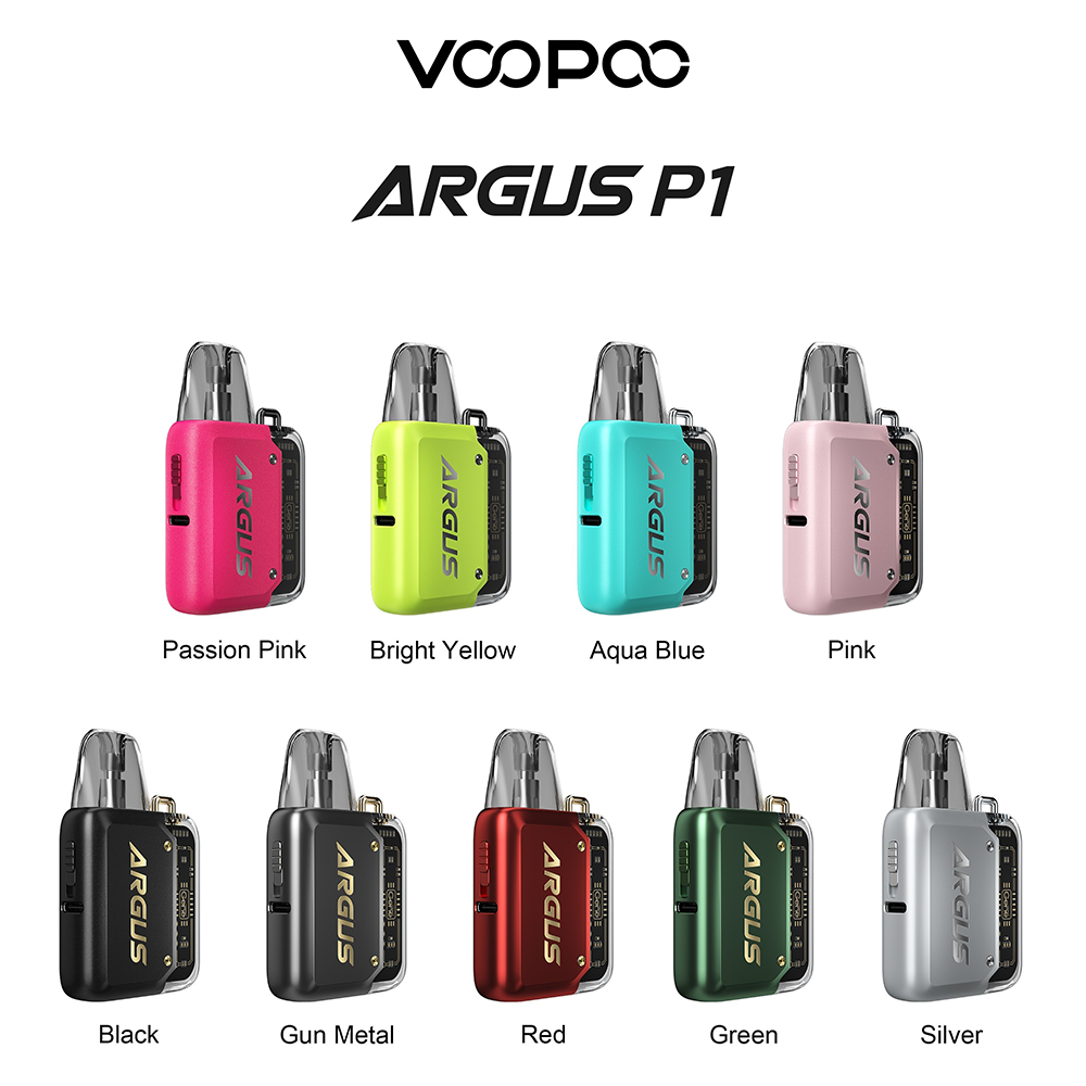 The Voopoo Argus P1 Pod System features advanced technology with an 800mAh battery and 5-20W output range. Made with durable zinc-alloy, it can withstand light falls and drops. The Argus Pods have a 2mL capacity and an adjustable airflow switch