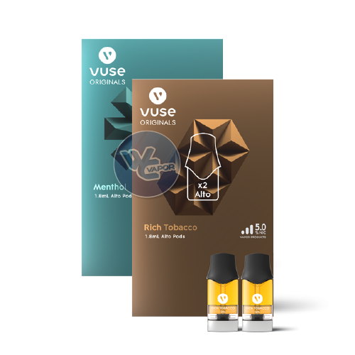 Vuse Alto Pods - 2-Pack - Experience the ultimate in convenience and quality with Vuse Alto Pods (2-Pack). Perfectly crafted for use with the Vuse Alto Vape Kit, each pack contains two expertly pre-filled pods, each with a generous 1.8ml of premium juice.