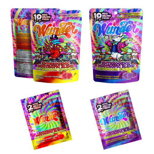 Discover the new Wunder Mushroom Gummies - ultra potent Amanita Muscaria blend with 7500mg per gummy. Try them today in 10ct or 2ct resealable bags. Enhance your mind and body with our Entheogenic Nootropic blend for increased neuroplasticity, lower stress, and higher energy. Gradually measure your tolerance with one gummy or take three to five for a macro-dose experience.