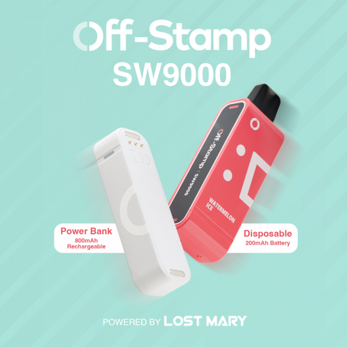 Introducing the Off-Stamp SW9000 Disposable Kit. Experience the latest technology and style with 13mL capacity, 1000mAh battery, and 9000 puffs. Enjoy draw-activated operation, LED display, USB Type-C charging, and battery life indicator. Trust Off-Stamp for a premium vaping experience.